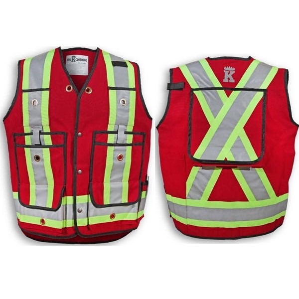 Red 12 oz Cotton Duck Surveyor Safety Vest
