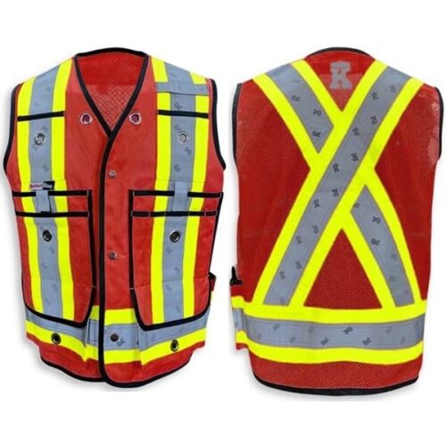 Poly/Cotton Surveyor Safety Vest - W/Full Mesh in the back