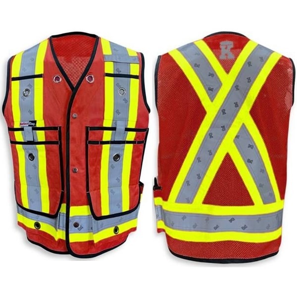 Poly/Cotton Surveyor Safety Vest - W/Full Mesh in the back