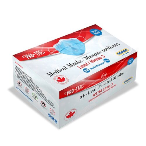 Medical Mask, Pro-Tec, Disposable, Blue, 3Ply #5633 (50/Box)