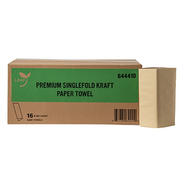 Paper Towel, Singlefold Kraft, Brown 250 Sheets (Case Of 16)