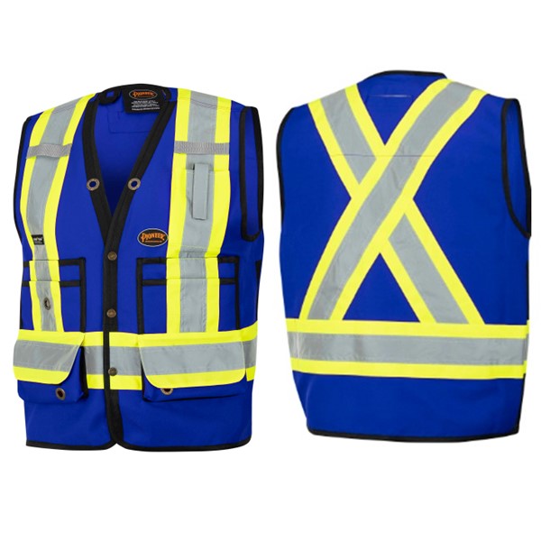 Hi-Vis 150D Poly Twill Surveyor's Safety Vest - Snap Closure