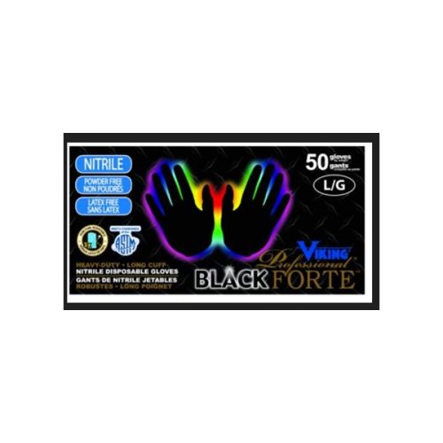 Nitrile Gloves, Viking Professional Black Forte, 10mil